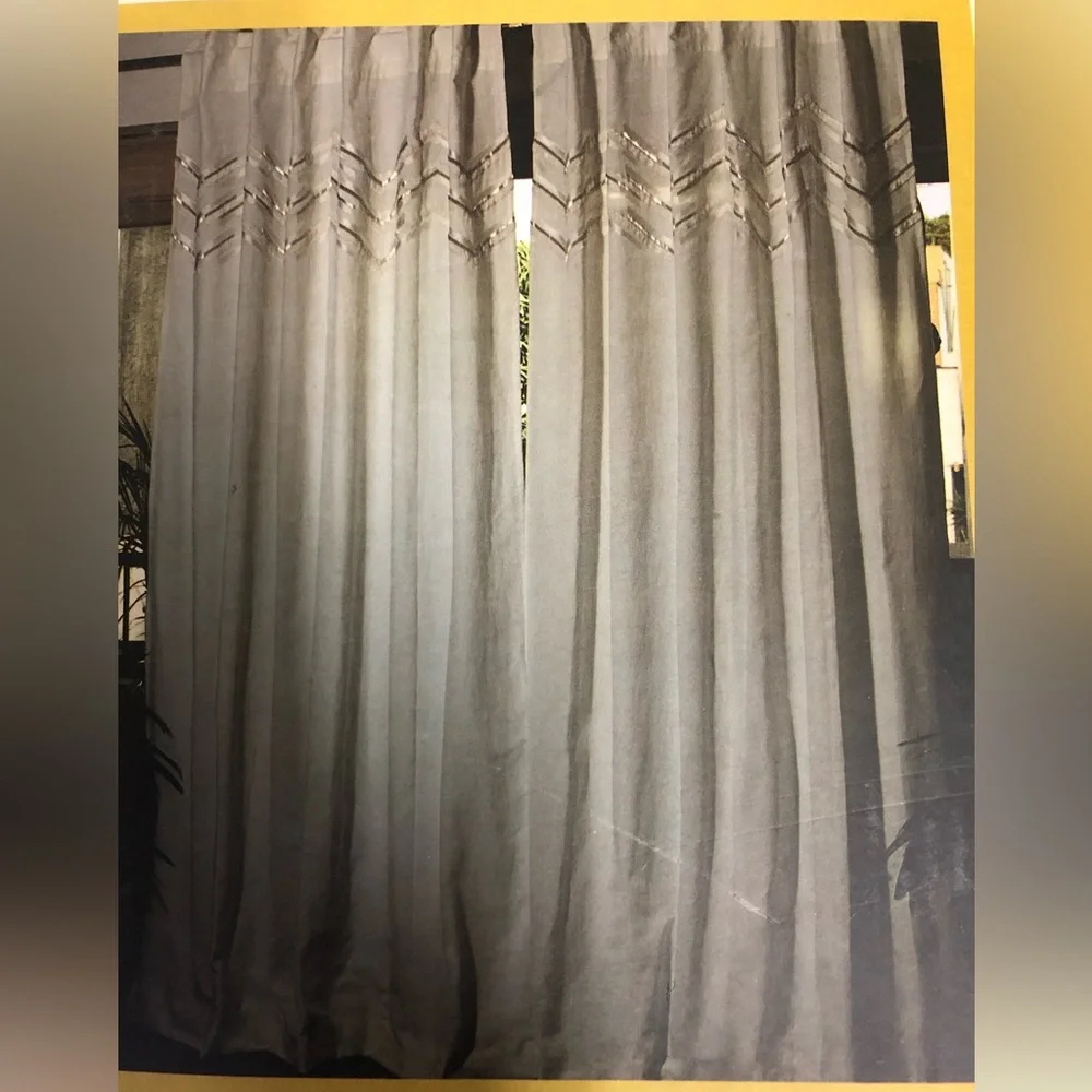 Callisto Home White Beaded Embroidered Curtain Panels